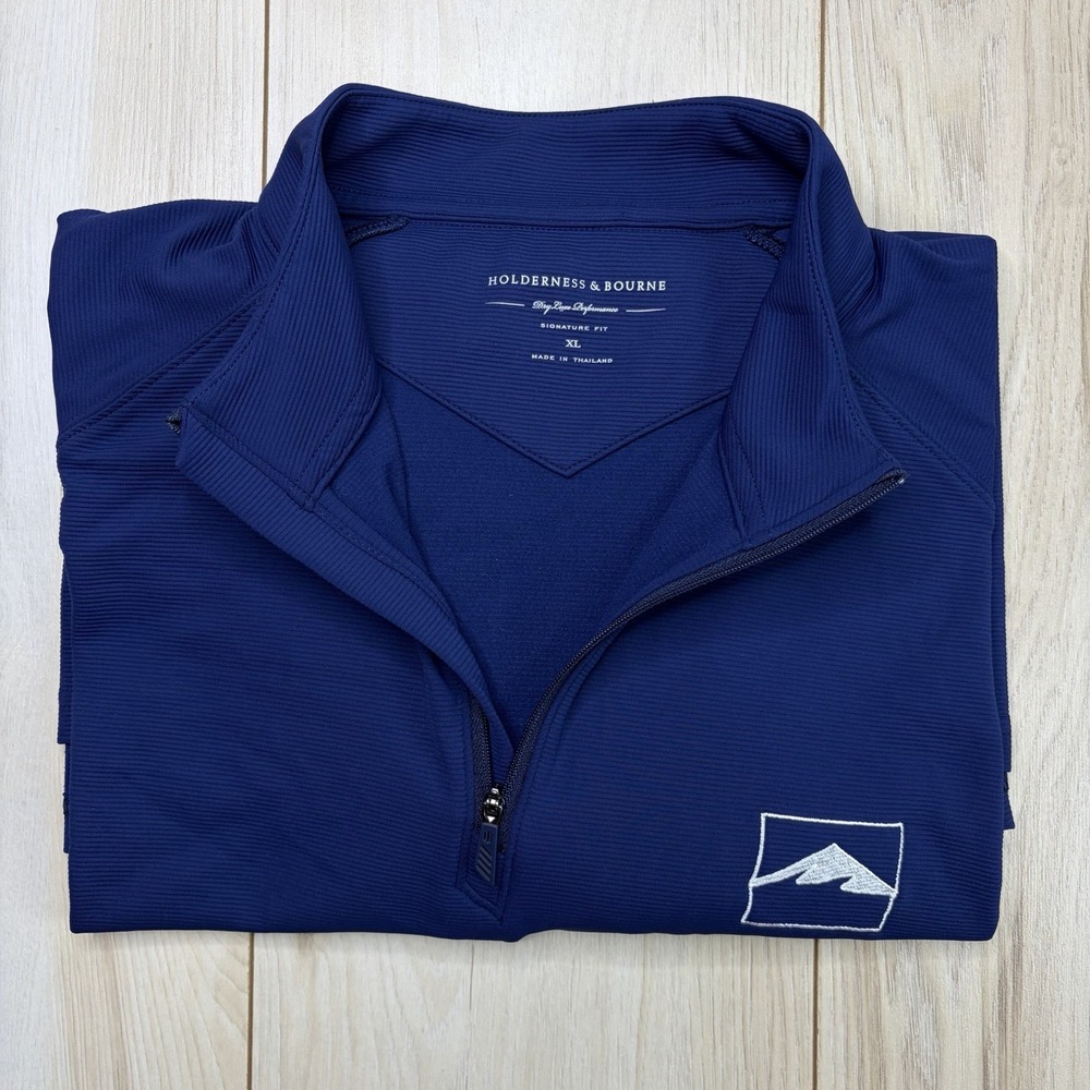 Holderness & Bourne THE STUART PULLOVER 1/4 Zip Golf Sweater Mens XL Navy Blue